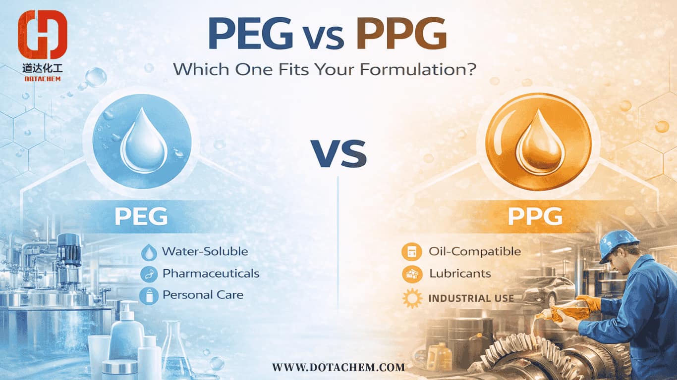 Polyetyleeniglykoli (PEG) vs polypropyleeniglykoli (PPG): mikä sopii formulaatiollesi?
